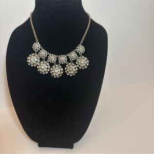 LOFT Silver Floral Crystal Necklace